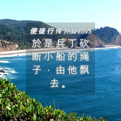 Picture 04 - 使 徒 行 传 27:32 CUVS - 於 是 兵 丁 砍 断 小 船 的 绳 子 ， - Bible Verse Picture