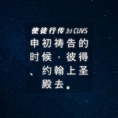 Picture 04 - 使 徒 行 传 3:1 CUVS - 申 初 祷 告 的 时 候 ， 彼 得 、 约 - Bible Verse Picture