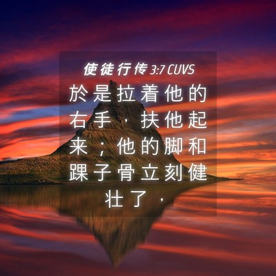 Picture 04 - 使 徒 行 传 3:7 CUVS - 於 是 拉 着 他 的 右 手 ， 扶 他 起 - Bible Verse Picture