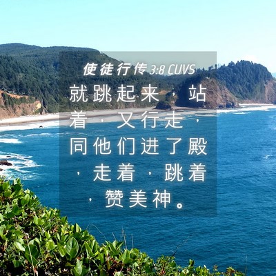 Picture 04 - 使 徒 行 传 3:8 CUVS - 就 跳 起 来 ， 站 着 ， 又 行 走 ， - Bible Verse Picture