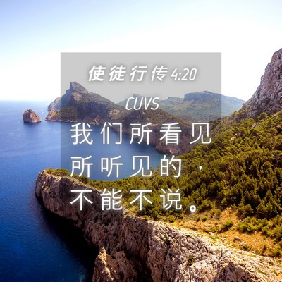 Picture 04 - 使 徒 行 传 4:20 CUVS - 我 们 所 看 见 所 听 见 的 ， 不 能 - Bible Verse Picture