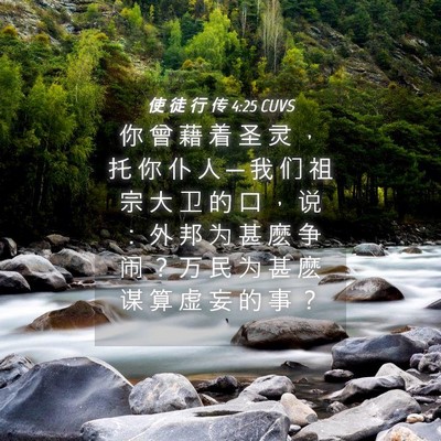 Picture 04 - 使 徒 行 传 4:25 CUVS - 你 曾 藉 着 圣 灵 ， 托 你 仆 人 ─ - Bible Verse Picture