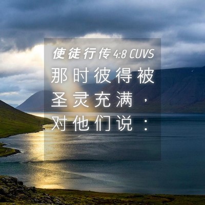 Picture 04 - 使 徒 行 传 4:8 CUVS - 那 时 彼 得 被 圣 灵 充 满 ， 对 他 - Bible Verse Picture