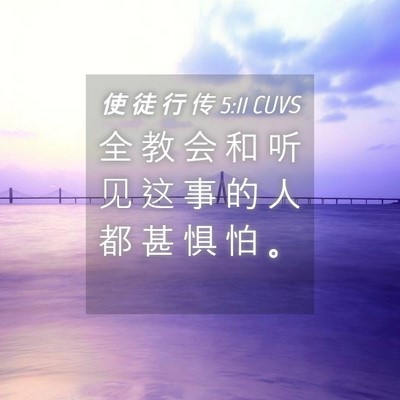 Picture 04 - 使 徒 行 传 5:11 CUVS - 全 教 会 和 听 见 这 事 的 人 都 甚 - Bible Verse Picture