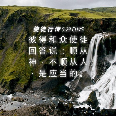 Picture 04 - 使 徒 行 传 5:29 CUVS - 彼 得 和 众 使 徒 回 答 说 ： 顺 从 - Bible Verse Picture