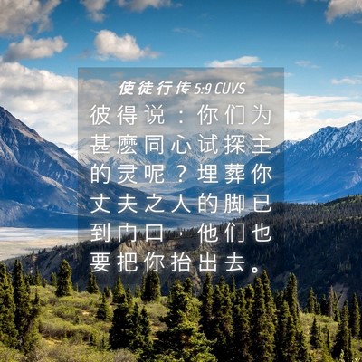 Picture 04 - 使 徒 行 传 5:9 CUVS - 彼 得 说 ： 你 们 为 甚 麽 同 心 试 - Bible Verse Picture