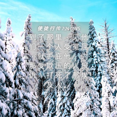 Picture 04 - 使 徒 行 传 7:24 CUVS - 到 了 那 里 ， 见 他 们 一 个 人 受 - Bible Verse Picture