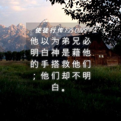 Picture 04 - 使 徒 行 传 7:25 CUVS - 他 以 为 弟 兄 必 明 白 神 是 藉 他 - Bible Verse Picture