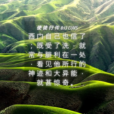 Picture 04 - 使 徒 行 传 8:13 CUVS - 西 门 自 己 也 信 了 ； 既 受 了 洗 - Bible Verse Picture