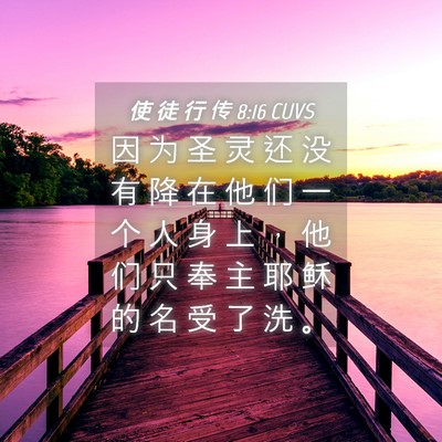 Picture 04 - 使 徒 行 传 8:16 CUVS - 因 为 圣 灵 还 没 有 降 在 他 们 一 - Bible Verse Picture