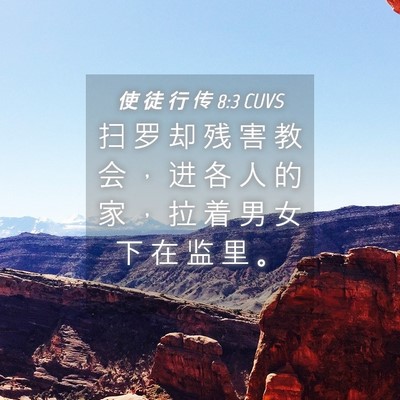 Picture 04 - 使 徒 行 传 8:3 CUVS - 扫 罗 却 残 害 教 会 ， 进 各 人 的 - Bible Verse Picture