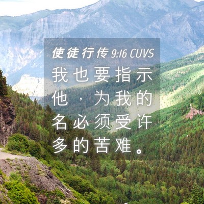 Picture 04 - 使 徒 行 传 9:16 CUVS - 我 也 要 指 示 他 ， 为 我 的 名 必 - Bible Verse Picture