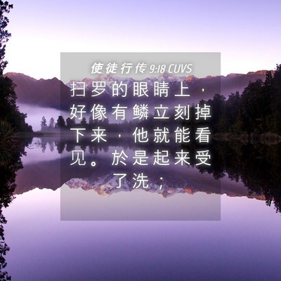 Picture 04 - 使 徒 行 传 9:18 CUVS - 扫 罗 的 眼 睛 上 ， 好 像 有 鳞 立 - Bible Verse Picture
