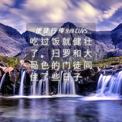 Picture 04 - 使 徒 行 传 9:19 CUVS - 吃 过 饭 就 健 壮 了 。 扫 罗 和 大 - Bible Verse Picture