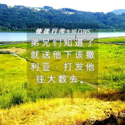 Picture 04 - 使 徒 行 传 9:30 CUVS - 弟 兄 们 知 道 了 就 送 他 下 该 撒 - Bible Verse Picture