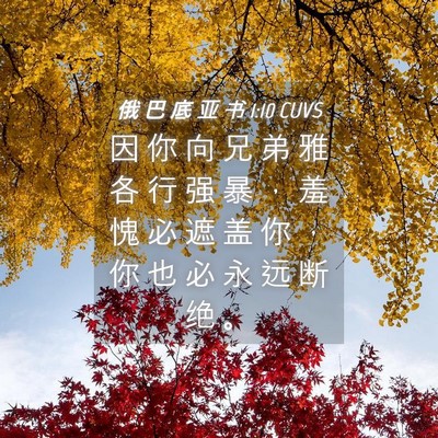 Picture 04 - 俄 巴 底 亚 书 1:10 CUVS - 因 你 向 兄 弟 雅 各 行 强 暴 ， 羞 - Bible Verse Picture