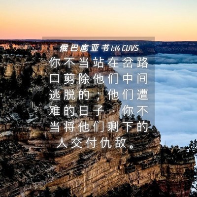 Picture 04 - 俄 巴 底 亚 书 1:14 CUVS - 你 不 当 站 在 岔 路 口 剪 除 他 们 - Bible Verse Picture