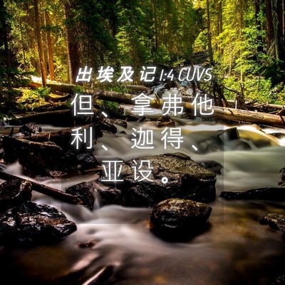 Picture 04 - 出 埃 及 记 1:4 CUVS - 但 、 拿 弗 他 利 、 迦 得 、 亚 设 - Bible Verse Picture