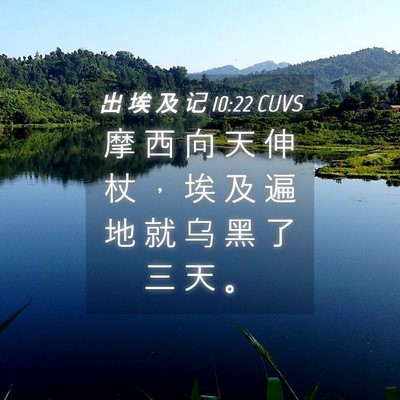 Picture 04 - 出 埃 及 记 10:22 CUVS - 摩 西 向 天 伸 杖 ， 埃 及 遍 地 就 - Bible Verse Picture