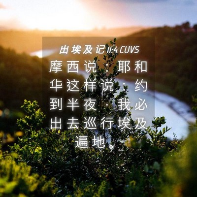 Picture 04 - 出 埃 及 记 11:4 CUVS - 摩 西 说 ： 耶 和 华 这 样 说 ： 约 - Bible Verse Picture