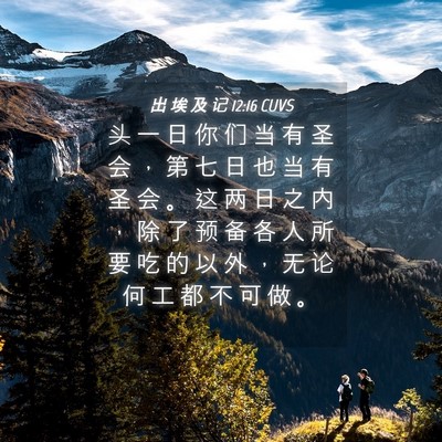 Picture 04 - 出 埃 及 记 12:16 CUVS - 头 一 日 你 们 当 有 圣 会 ， 第 七 - Bible Verse Picture