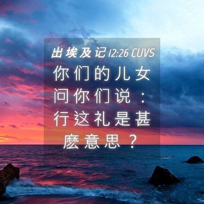 Picture 04 - 出 埃 及 记 12:26 CUVS - 你 们 的 儿 女 问 你 们 说 ： 行 这 - Bible Verse Picture