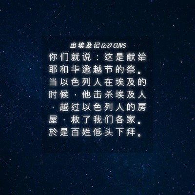 Picture 04 - 出 埃 及 记 12:27 CUVS - 你 们 就 说 ： 这 是 献 给 耶 和 华 - Bible Verse Picture
