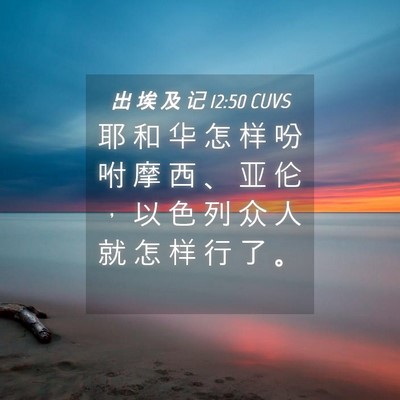Picture 04 - 出 埃 及 记 12:50 CUVS - 耶 和 华 怎 样 吩 咐 摩 西 、 亚 伦 - Bible Verse Picture