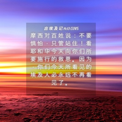 Picture 04 - 出 埃 及 记 14:13 CUVS - 摩 西 对 百 姓 说 ： 不 要 惧 怕 ， - Bible Verse Picture