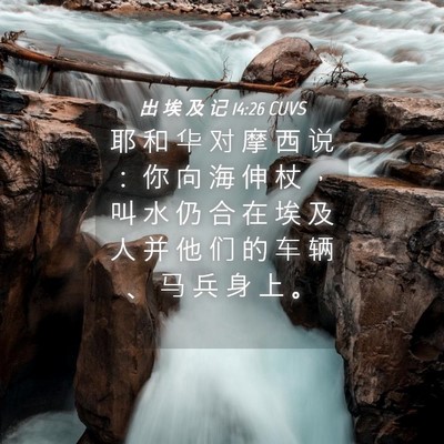 Picture 04 - 出 埃 及 记 14:26 CUVS - 耶 和 华 对 摩 西 说 ： 你 向 海 伸 - Bible Verse Picture