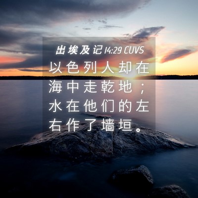 Picture 04 - 出 埃 及 记 14:29 CUVS - 以 色 列 人 却 在 海 中 走 乾 地 ； - Bible Verse Picture