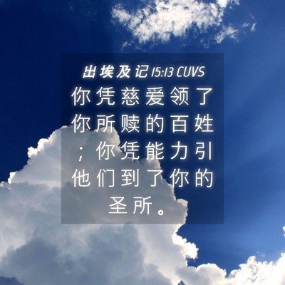 Picture 04 - 出 埃 及 记 15:13 CUVS - 你 凭 慈 爱 领 了 你 所 赎 的 百 姓 - Bible Verse Picture