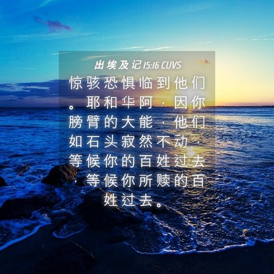 Picture 04 - 出 埃 及 记 15:16 CUVS - 惊 骇 恐 惧 临 到 他 们 。 耶 和 华 - Bible Verse Picture