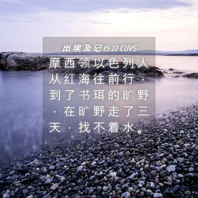 Picture 04 - 出 埃 及 记 15:22 CUVS - 摩 西 领 以 色 列 人 从 红 海 往 前 - Bible Verse Picture