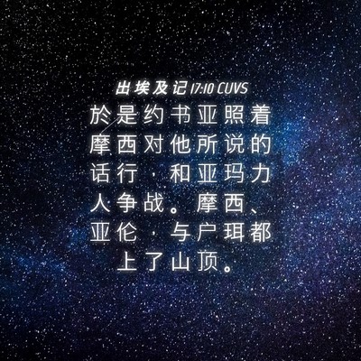 Picture 04 - 出 埃 及 记 17:10 CUVS - 於 是 约 书 亚 照 着 摩 西 对 他 所 - Bible Verse Picture
