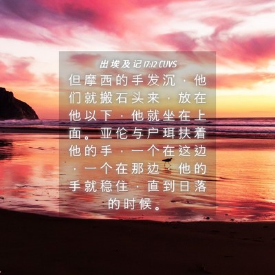 Picture 04 - 出 埃 及 记 17:12 CUVS - 但 摩 西 的 手 发 沉 ， 他 们 就 搬 - Bible Verse Picture