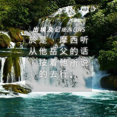 Picture 04 - 出 埃 及 记 18:24 CUVS - 於 是 ， 摩 西 听 从 他 岳 父 的 话 - Bible Verse Picture