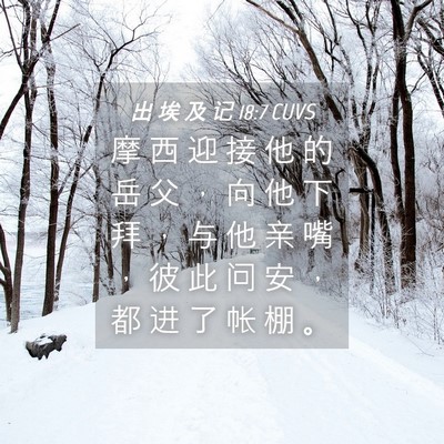 Picture 04 - 出 埃 及 记 18:7 CUVS - 摩 西 迎 接 他 的 岳 父 ， 向 他 下 - Bible Verse Picture