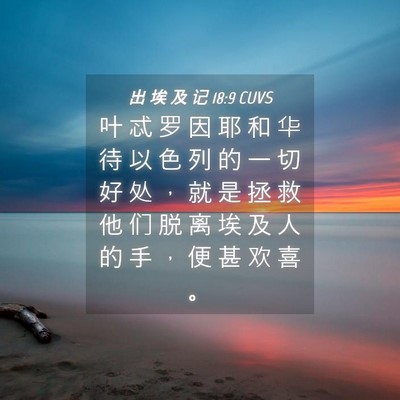Picture 04 - 出 埃 及 记 18:9 CUVS - 叶 忒 罗 因 耶 和 华 待 以 色 列 的 - Bible Verse Picture