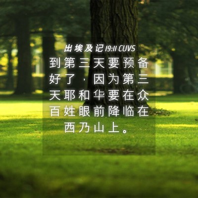 Picture 04 - 出 埃 及 记 19:11 CUVS - 到 第 三 天 要 预 备 好 了 ， 因 为 - Bible Verse Picture