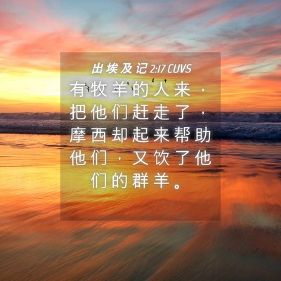 Picture 04 - 出 埃 及 记 2:17 CUVS - 有 牧 羊 的 人 来 ， 把 他 们 赶 走 - Bible Verse Picture