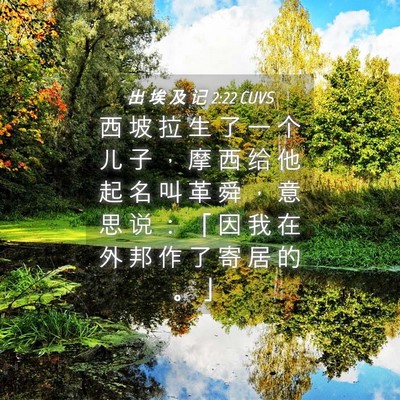 Picture 04 - 出 埃 及 记 2:22 CUVS - 西 坡 拉 生 了 一 个 儿 子 ， 摩 西 - Bible Verse Picture