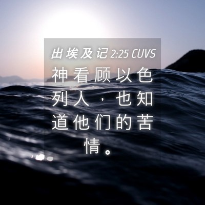 Picture 04 - 出 埃 及 记 2:25 CUVS - 神 看 顾 以 色 列 人 ， 也 知 道 他 - Bible Verse Picture