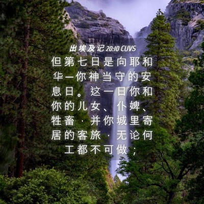 Picture 04 - 出 埃 及 记 20:10 CUVS - 但 第 七 日 是 向 耶 和 华 ─ 你 神 - Bible Verse Picture