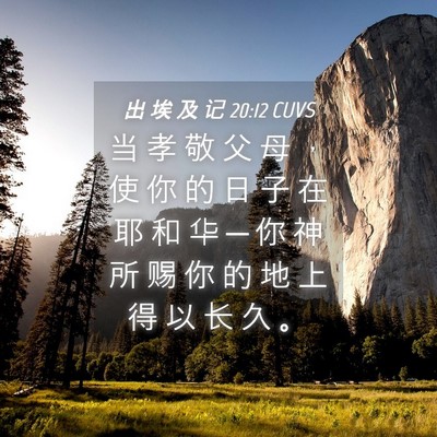 Picture 04 - 出 埃 及 记 20:12 CUVS - 当 孝 敬 父 母 ， 使 你 的 日 子 在 - Bible Verse Picture