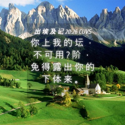 Picture 04 - 出 埃 及 记 20:26 CUVS - 你 上 我 的 坛 ， 不 可 用 ? 阶 ， 免 - Bible Verse Picture