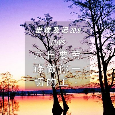 Picture 04 - 出 埃 及 记 20:9 CUVS - 六 日 要 劳 碌 做 你 一 切 的 工 - Bible Verse Picture