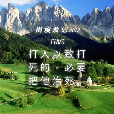 Picture 04 - 出 埃 及 记 21:12 CUVS - 打 人 以 致 打 死 的 ， 必 要 把 他 - Bible Verse Picture