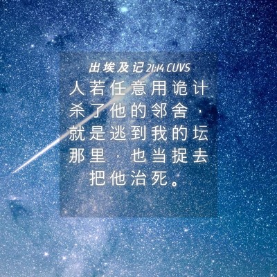 Picture 04 - 出 埃 及 记 21:14 CUVS - 人 若 任 意 用 诡 计 杀 了 他 的 邻 - Bible Verse Picture