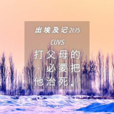 Picture 04 - 出 埃 及 记 21:15 CUVS - 打 父 母 的 ， 必 要 把 他 治 死 - Bible Verse Picture